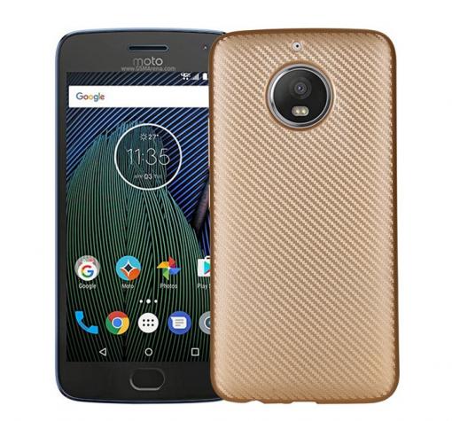 Силиконов калъф / гръб / TPU за Moto G5S+ / Moto G5S Plus - златист / Carbon