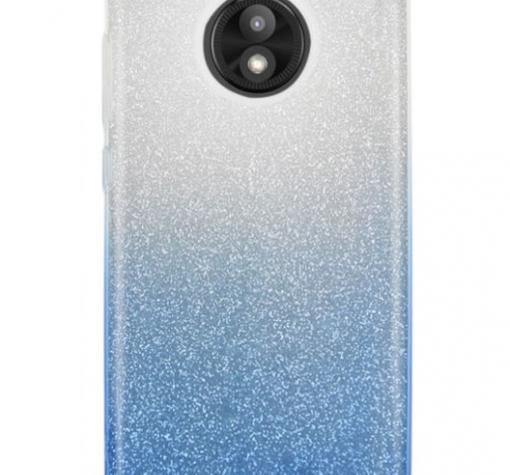 Силиконов калъф / гръб / TPU за Motorola Moto G6 - преливащ / сребристо и синьо / брокат