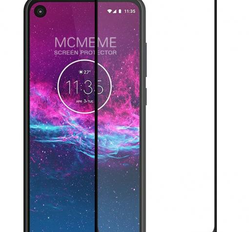 3D full cover Tempered glass Full Glue screen protector Motorola One Action / Извит стъклен скрийн протектор с лепило от вътрешната страна за Motorola One Action - черен