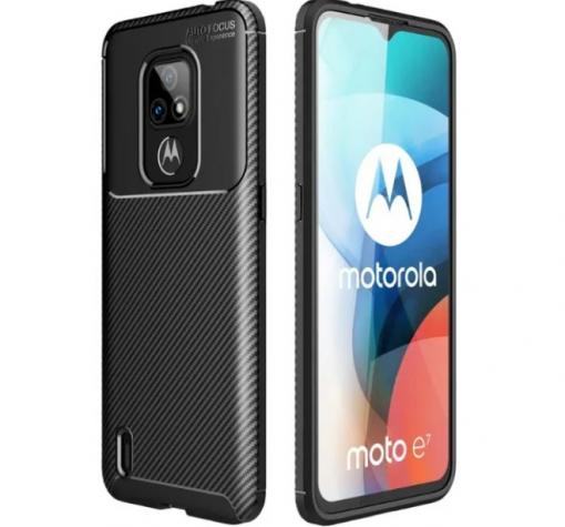 Луксозен силиконов калъф / гръб / TPU Auto Focus за Motorola Moto E7 - черен / Carbon