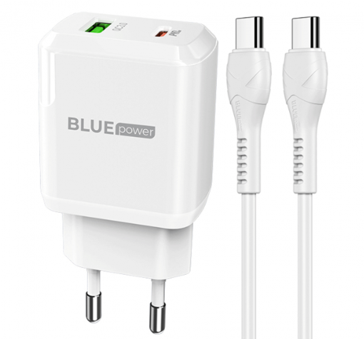 Зарядно устройство BLUE Power BCN5 PD20W QC3.0 220V с кабел 1м Тype C -Тype C