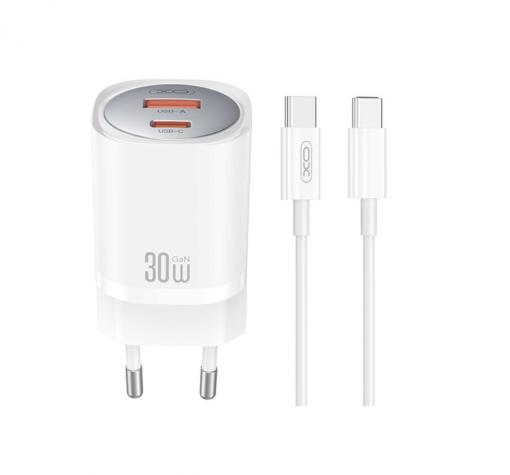 Зарядно устройство комплект XO CE21 PD 30W 1x Type C 1x USB + Type C - Type C кабел