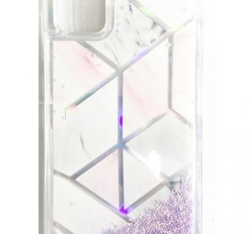 Луксозен гръб 3D Marble Water Case за Samsung A32 5G - прозрачен / течен гръб с лилав брокат