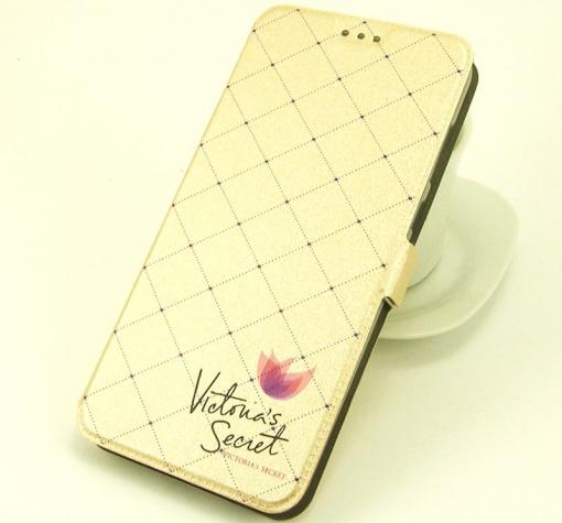 Кожен калъф Flip тефтер Flexi със стойка за Nokia 6 2017 - златист / Victoria`s Secret
