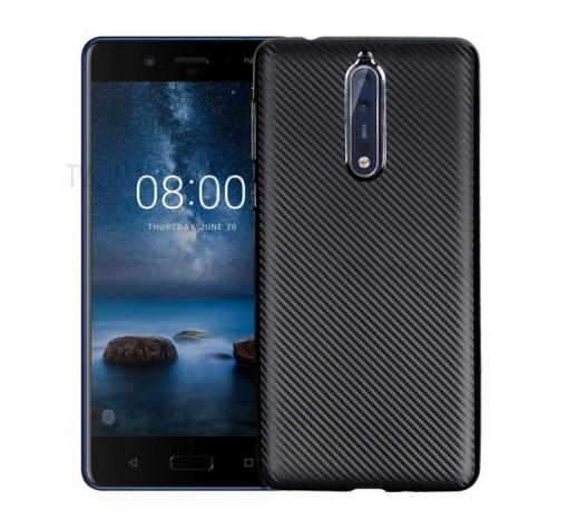 Силиконов калъф / гръб / TPU за Nokia 8 2017 - черен / Carbon