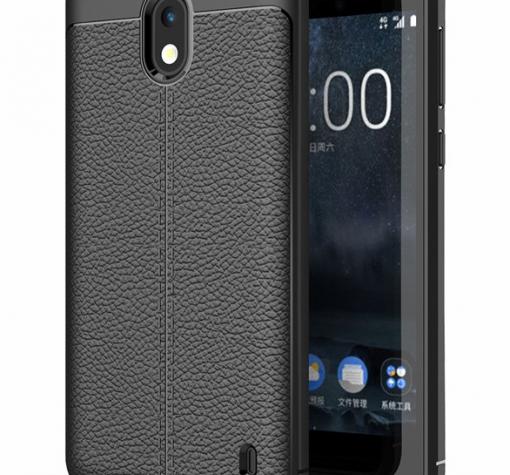 Луксозен силиконов калъф / гръб / TPU за Nokia 2 2017 - черен / имитиращ кожа