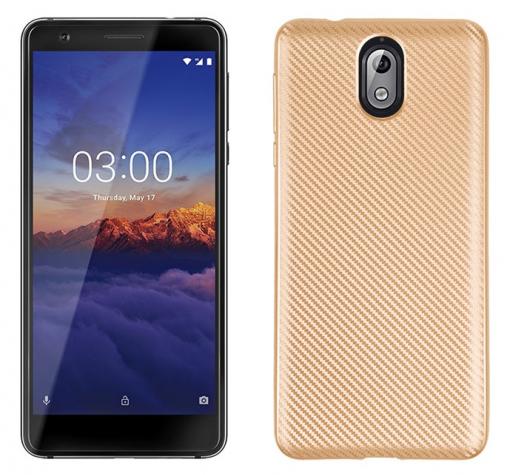 Силиконов калъф / гръб / TPU за Nokia 3.1 2018 - златист / Carbon