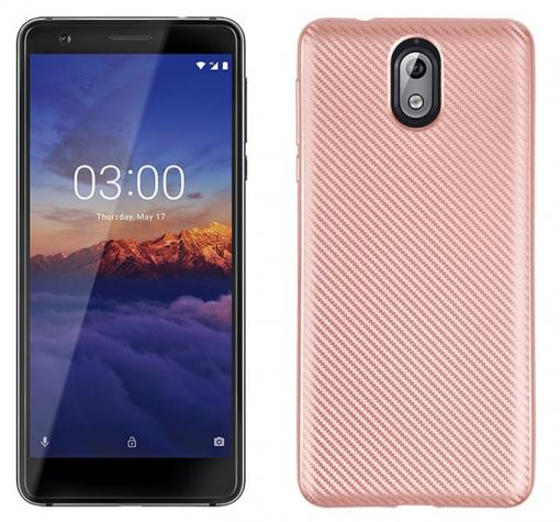 Силиконов калъф / гръб / TPU за Nokia 3.1 2018 - Rose Gold / Carbon