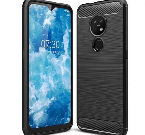Силиконов калъф / гръб / TPU за Nokia 7.2 / Nokia 6.2 - черен / carbon