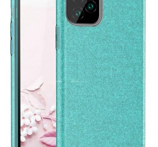 Силиконов калъф / гръб / TPU за Samsung A31 - тюркоаз / брокат