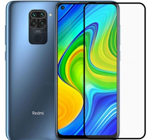 3D full cover Tempered glass Full Glue screen protector Xiaomi Redmi Note 9 / Извит стъклен скрийн протектор с лепило от вътрешната страна за Xiaomi Redmi Note 9 - черен