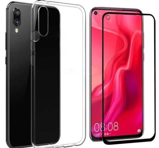 Силиконов калъф / гръб / TPU 2mm & Full Cover Tempered Glass Screen Protector за Huawei Y7 2019 - прозрачен
