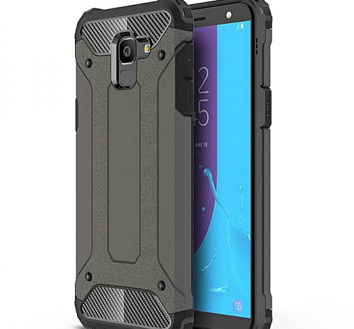 Силиконов гръб TPU Spigen Hybrid с твърда част за Samsung J6 2018 - тъмно сив
