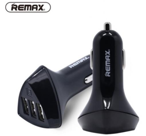 Универсално зарядно устройство за кола 12V REMAX RCC304 с 3 USB порта 5V / 4.2A за Samsung, Xiaomi, Lenovo, Apple, LG, HTC, Sony, Nokia, Huawei, ZTE, BlackBerry и др. - черно