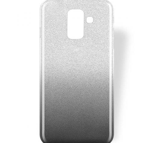 Силиконов калъф / гръб / TPU за Samsung A6 Plus 2018 - преливащ / сребристо и сиво / брокат