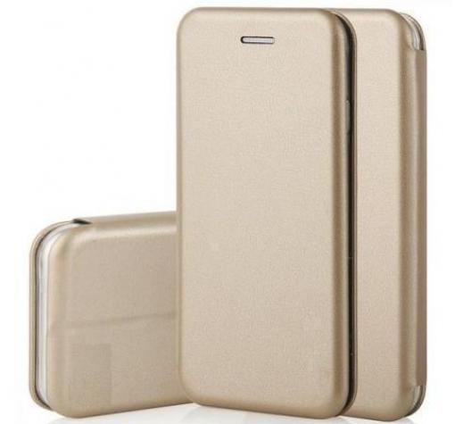 Луксозен кожен калъф Flip тефтер със стойка OPEN за Huawei Y5p - златист