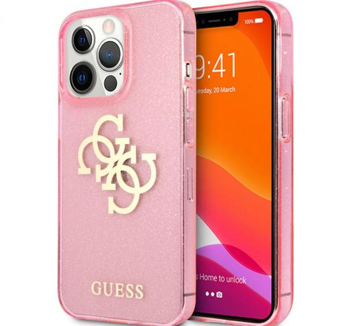 Оригинален гръб / кейс / Guess Glitter Case за Apple iPhone 13 Pro 6.1'' - розов / брокат