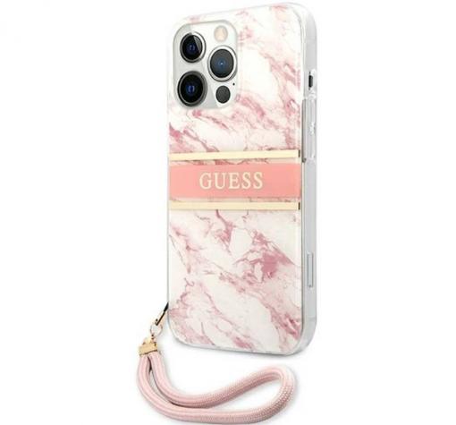 Оригинален гръб / кейс / Guess Marble Case с връзка за Apple iPhone 13 Pro 6.1" - розов / мрамор