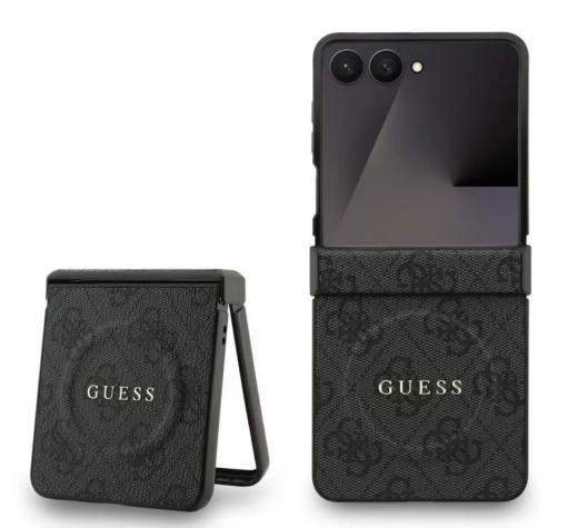 Оригинален калъф / гръб / GUESS 4G Ring Classic Logo с безжично зареждане MagSafe кейс за Samsung Z Flip 7 - черен