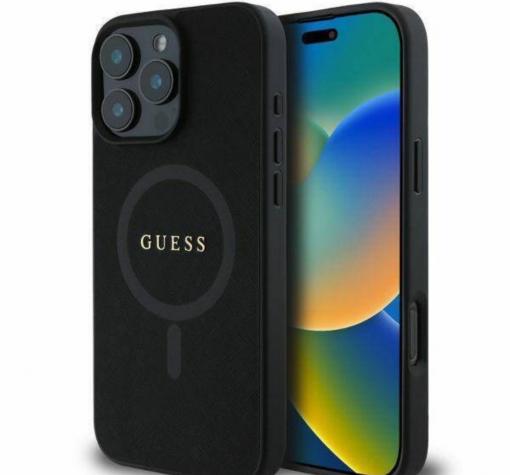 Оригинален кейс Guess Saffiano MagSafe case за iPhone 16 Pro Max (6.9) - черен гръб