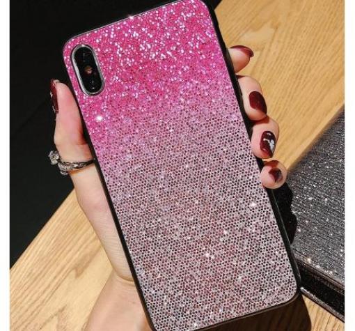 Луксозен силиконов гръб с камъни за Huawei P Smart Z / Y9 Prime 2019 - розово и сребристо