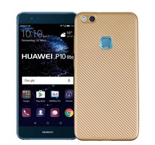 Луксозен силиконов калъф / гръб / TPU за Huawei P10 Lite - златист / carbon