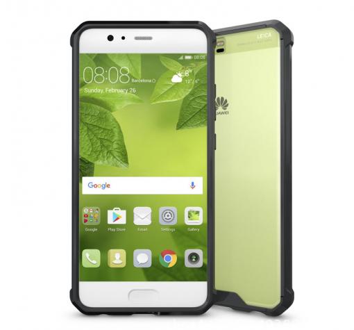 Удароустойчив гръб за Huawei P10 - черен / прозрачен