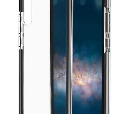 Луксозен силиконов калъф / гръб / TPU ROCK Slim Case за Huawei P20 Lite - прозрачен / черен кант