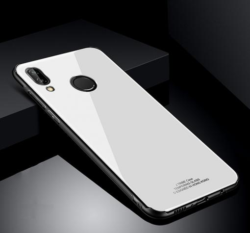 Луксозен стъклен твърд гръб за Huawei P20 Lite - бял