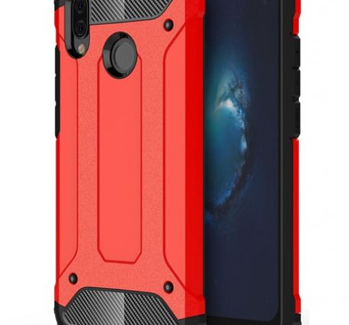 Силиконов гръб TPU Spigen Hybrid с твърда част за Huawei P20 Lite - червен