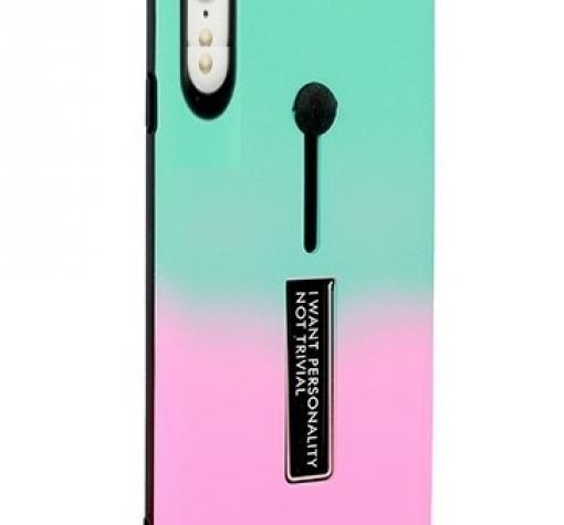 Луксозен гръб Vennus Hybrid Armor със стойка за Huawei P20 - преливащ / зелено и розово