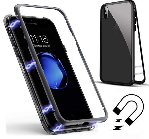 Магнитен калъф Bumper Case 360° FULL за Huawei P20 Lite - прозрачен / черна рамка