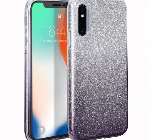 Силиконов калъф / гръб / TPU за Huawei P20 Pro - преливащ / сребристо и черно / брокат