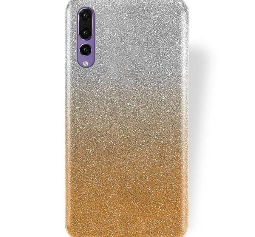 Силиконов калъф / гръб / TPU за Huawei P20 Pro - преливащ / сребристо и златисто / брокат