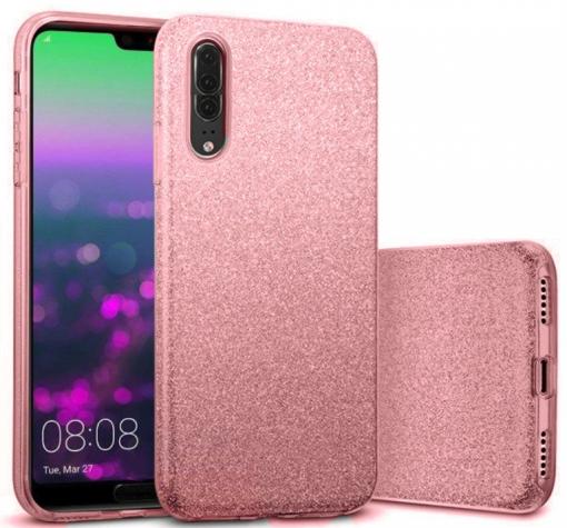 Силиконов калъф / гръб / TPU за Huawei P20 Pro - розов / брокат