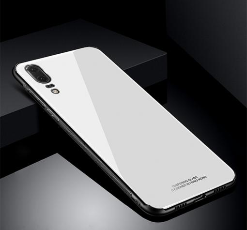 Луксозен стъклен твърд гръб за Huawei P20 - бял