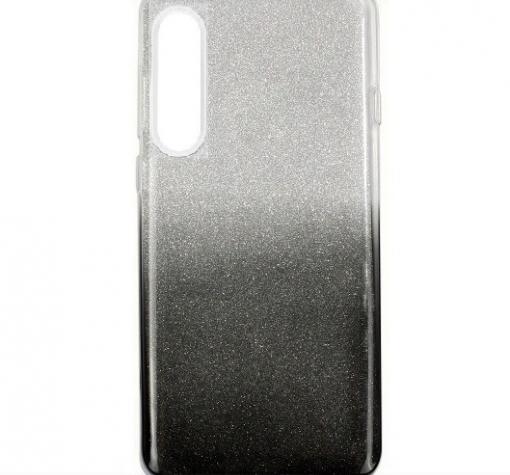 Силиконов калъф / гръб / TPU за Huawei P30 - преливащ / сребристо и черно / брокат