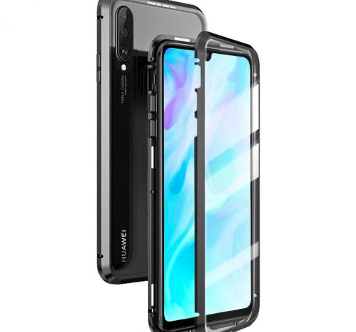 Магнитен калъф Bumper Case 360° FULL за Huawei P30 - прозрачен / черна рамка
