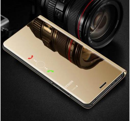 Луксозен калъф Clear View Cover с твърд гръб за Samsung Note 10 N970 - златист