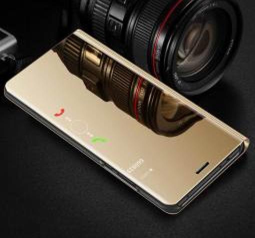 Луксозен калъф Clear View Cover с твърд гръб за Xiaomi Redmi 7A - златист