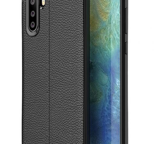 Луксозен силиконов калъф / гръб / TPU за Huawei P30 Pro - черен / имитиращ кожа