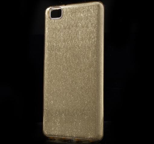 Луксозен силиконов калъф / гръб / TPU за Huawei P8 Lite - златист / брокат