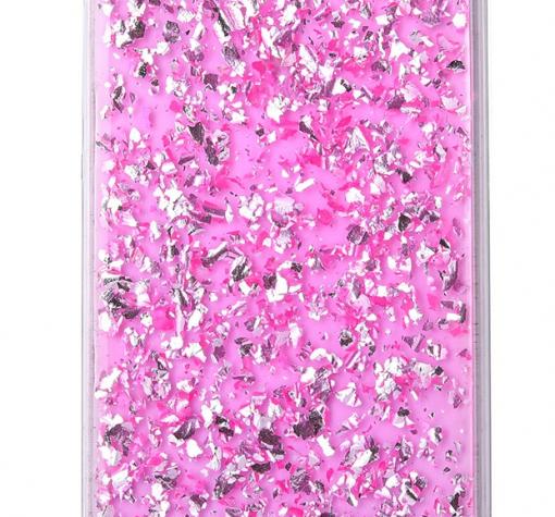 Силиконов калъф / гръб / TPU 3D за Huawei P8 Lite - розов / прозрачен / блестящи стружки