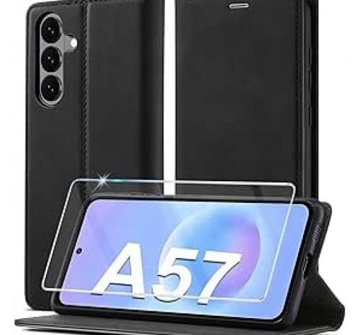 Комплект кожен тефтер със стъклен протектор за Samsung A57