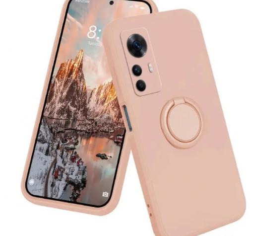 Силиконов твърд гръб TPU кейс / Case Magnetic Finger Ring Car Holder / за Xiaomi 12T - светло розов