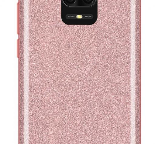 Силиконов калъф / гръб / TPU за Xiaomi Redmi Note 9s / Note 9 Pro - розов / брокат