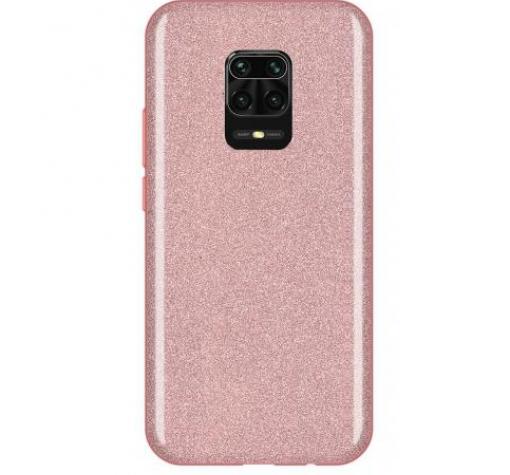 Силиконов калъф / гръб / TPU за Xiaomi Redmi Note 9 - розов / брокат