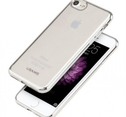 Луксозен силиконов калъф / гръб / TPU USAMS Kim Series за Apple iPhone 7 - прозрачен / сребрист кант