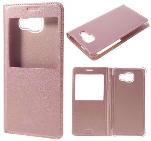 Кожен калъф Flip тефтер S-view за Samsung A5 2016 A510 - Rose Gold