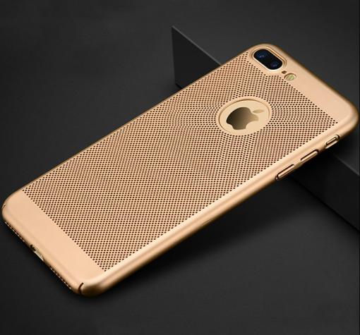 Твърд гръб за Apple iPhone 7 Plus / iPhone 8 Plus - златист / Grid